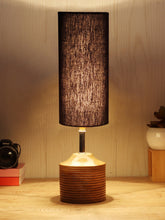 Wood Table Lamp with Black Cotton Shade (AEAP05)